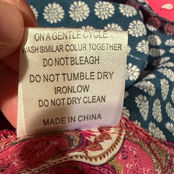 Reborn sheer pink and blue paisley print, bohemian-style tunic size XL - Picture 15 of 16